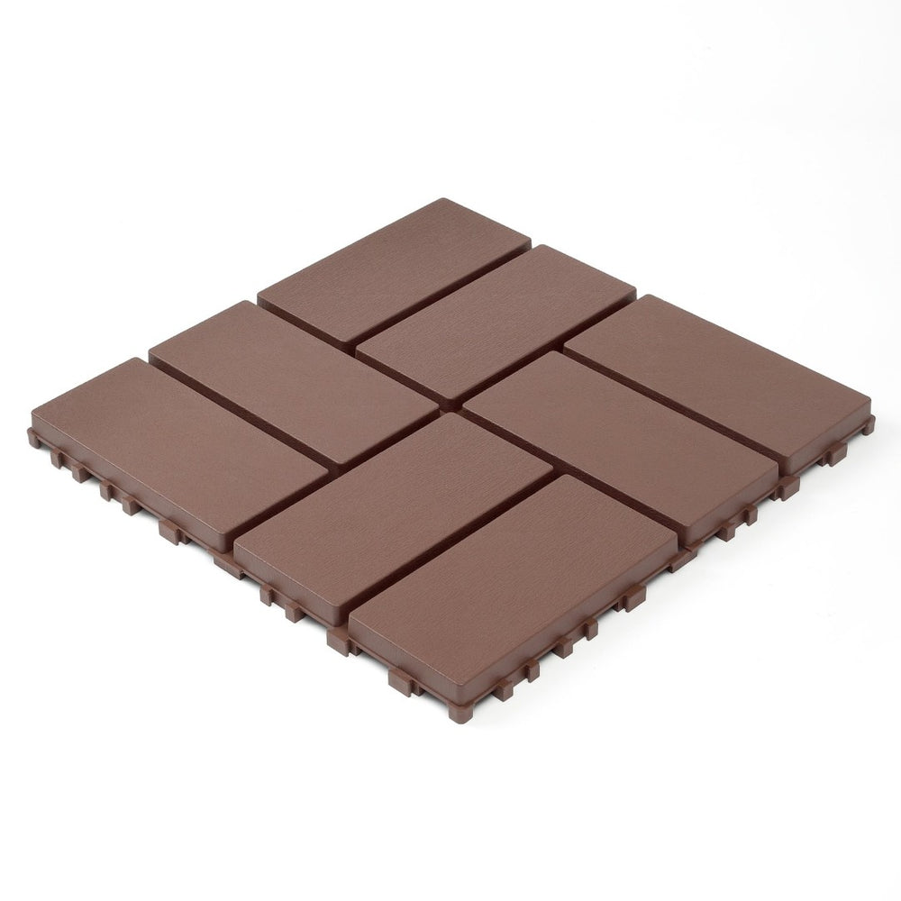 English Elm Plastic Snap Together Polypropylene Deck Tiles Waterproof Outdoor Patio Pool Flooring 44 Pack W3022P251845
