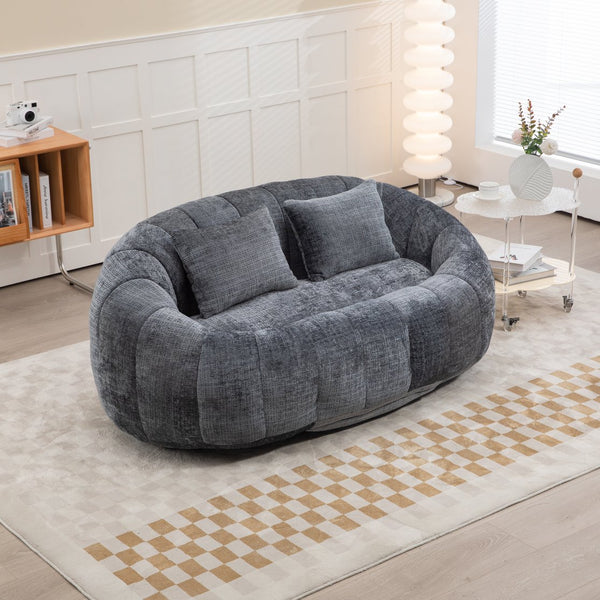 English Elm Bean Bean Bag Sofa High-Density Memory Foam Two-Seater Lounger High Back Chenille Cozy Support Gray W395P181439