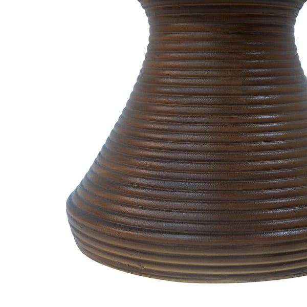 English Elm 16" Ribbed Concrete Outdoor Side Table Hourglass Sculptural Design Patio Accent N767P192100W
