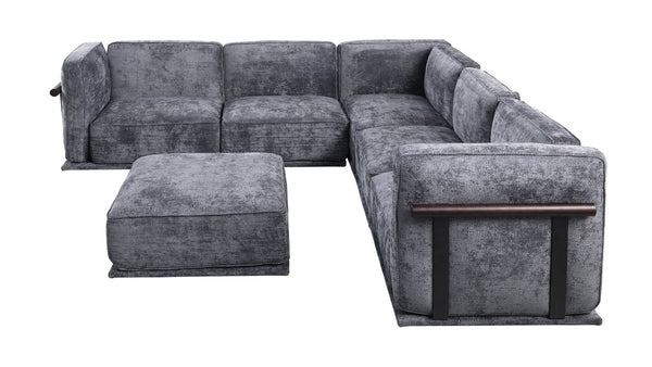 English Elm 102 Inch Linen Modular Sectional Sofa with Hidden Storage and Cloud Cushion Comfort Dark Gray W1099S00191