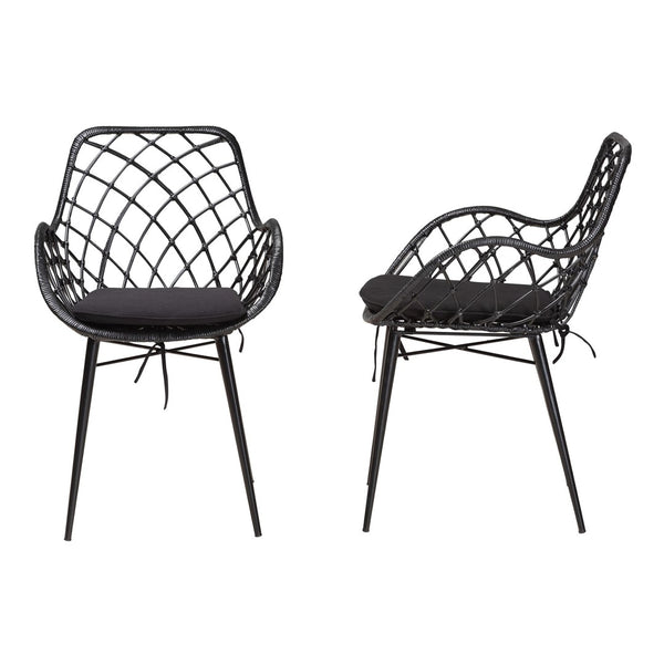English Elm Modern Boho Rattan Rod Dining Chair Set of Two with Crisscross Base for Casual Spaces B2750P420431
