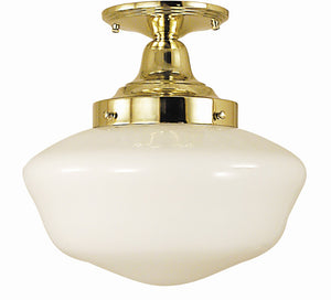 Framburg 1-light Classic Schoolhouse Pendant - Adjustable Flush Mount Lighting Made In The Usa For Style Polished Brass Metal 2555 Pb