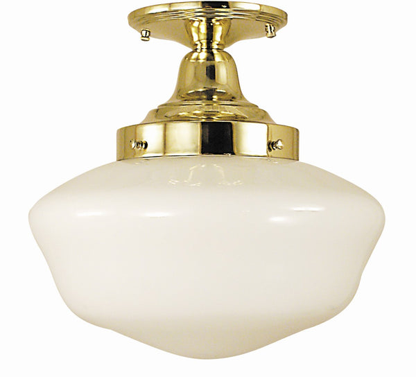 Framburg 1-light Classic Schoolhouse Pendant - Adjustable Flush Mount Lighting Made In The Usa For Style Polished Brass Metal 2555 Pb