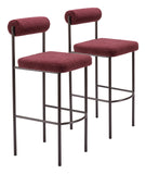 Livorno Barstool - Set of 2 Red & Bronze 109814 Zuo Modern