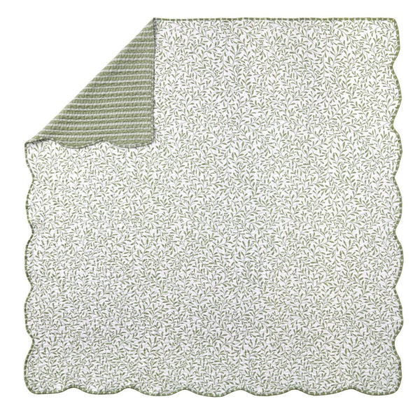 English Elm 3-piece King Quilt Set Scalloped Hem Microfiber Bedding for Master or Guest Room Sage Green B035P482950