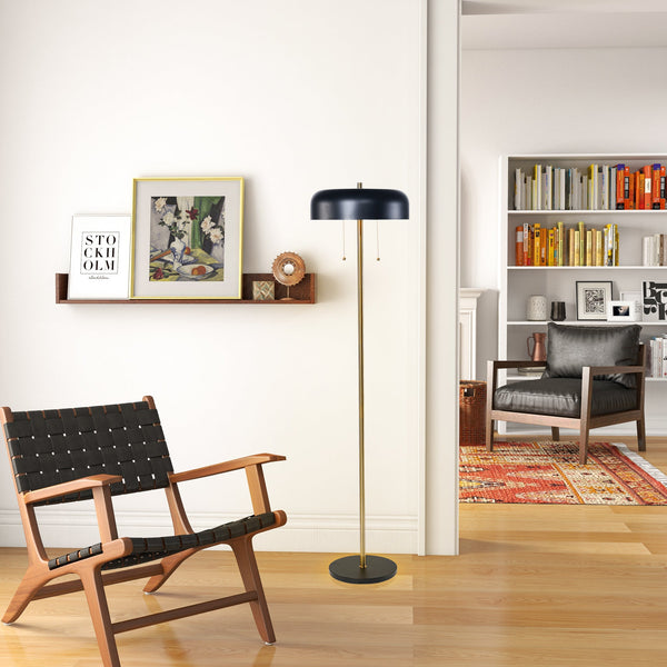 English Elm Ashcroft Furniture - Modern Floor Lamp - Sleek Vesper Design In Black & White For Cozy Living Room, Bedroom & Office Use B183P315090