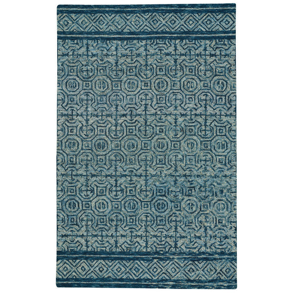 Capel Rugs Avanti-tanda Eclectic Wool Area Rug With Vibrant Mosaic Pattern And Hand-worked Details Chambray 100% Wool 2556rs07091000450
