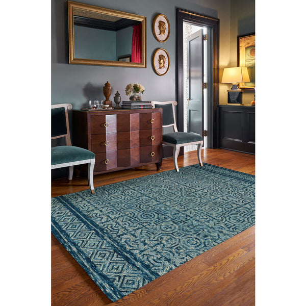 Capel Rugs Avanti-tanda Eclectic Wool Area Rug With Vibrant Mosaic Pattern And Hand-worked Details Chambray 100% Wool 2556rs07091000450
