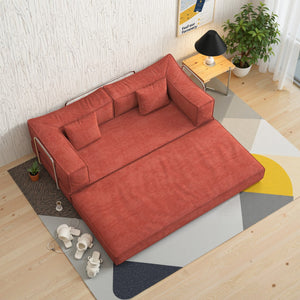 English Elm 78.8Inch Modular Sofa Bed - Versatile Orange Corduroy Sofa For Small Spaces, Lounge & Sleep Comfortably W3147P278135