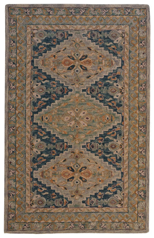 Capel Rugs Avanti-kazak Vibrant Wool Area Rug With Intricate Mosaic Patterns And Handcrafted Accents Ocean, Blue 100% Wool 2557rs02060800240