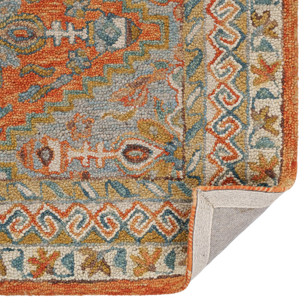 Capel Rugs Avanti-kazak Vibrant Wool Area Rug With Intricate Mosaic Patterns And Handcrafted Accents Slate Terra, Blue 100% Wool 2557rs03060506445