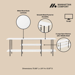 Celine Side Table Console in White 25570-WH Manhattan Comfort