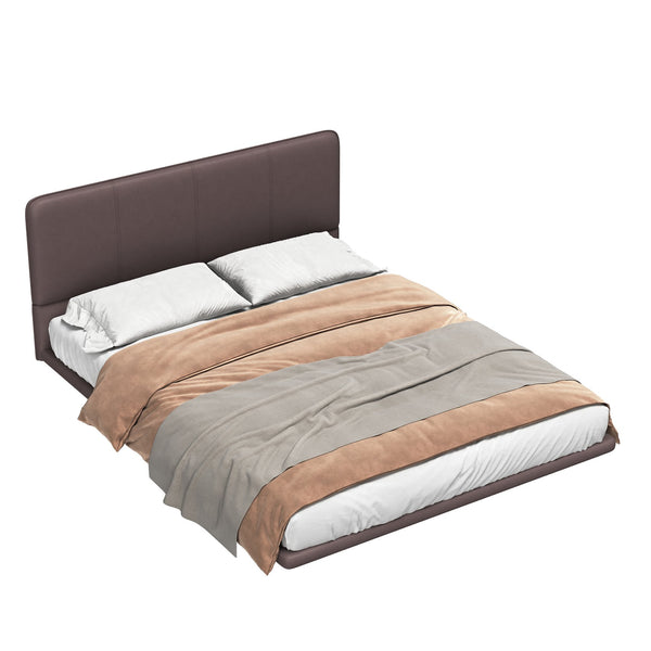 English Elm Christopher Knight Home® - Floating Bed Frame Modern PU Leather Platform Full Size with Under-Bed LED Lights, Durable, Easy Assemble Coffee 56.5 L x 21 W x 7 H N761P206085C