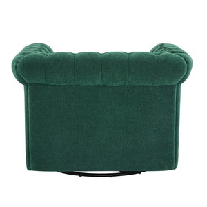 English Elm Christopher Knight Home® - Chesterfield Swivel Club Chair with Deep Button Tufting, Nailhead Trim, 360° Metal Swivel Comfort Dark Green 39.25 L x 33.85 W x 27.85 H N776P195601T