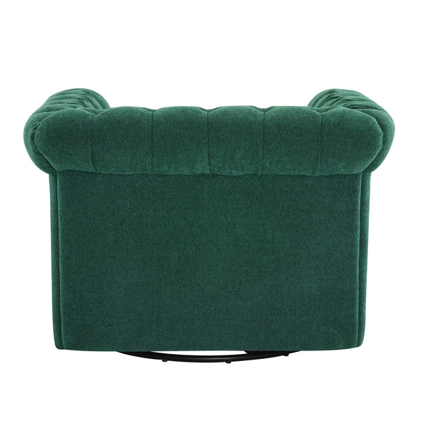 English Elm Christopher Knight Home® - Chesterfield Swivel Club Chair with Deep Button Tufting, Nailhead Trim, 360° Metal Swivel Comfort Dark Green 39.25 L x 33.85 W x 27.85 H N776P195601T