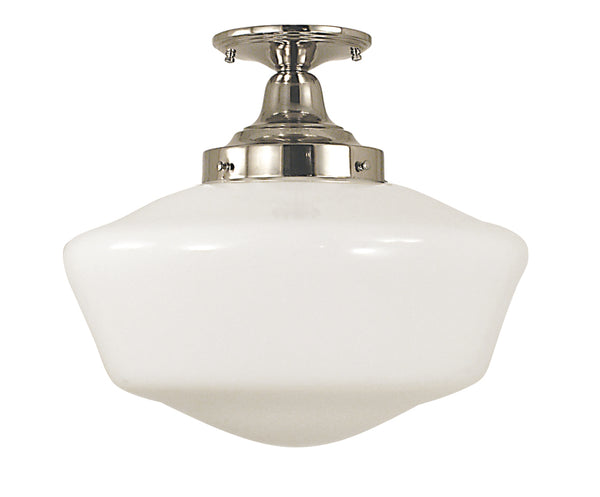 Framburg 1-light Classic Schoolhouse Pendant - Adjustable Flush Mount Lighting Made In The Usa For Style Polished Silver Metal 2558 Ps