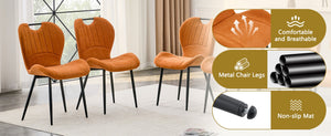 English Elm Set of 4 Olive Fabric Dining Chairs Ergonomic Cushion Black Steel Frame Modern Black+Orange W1151P454882