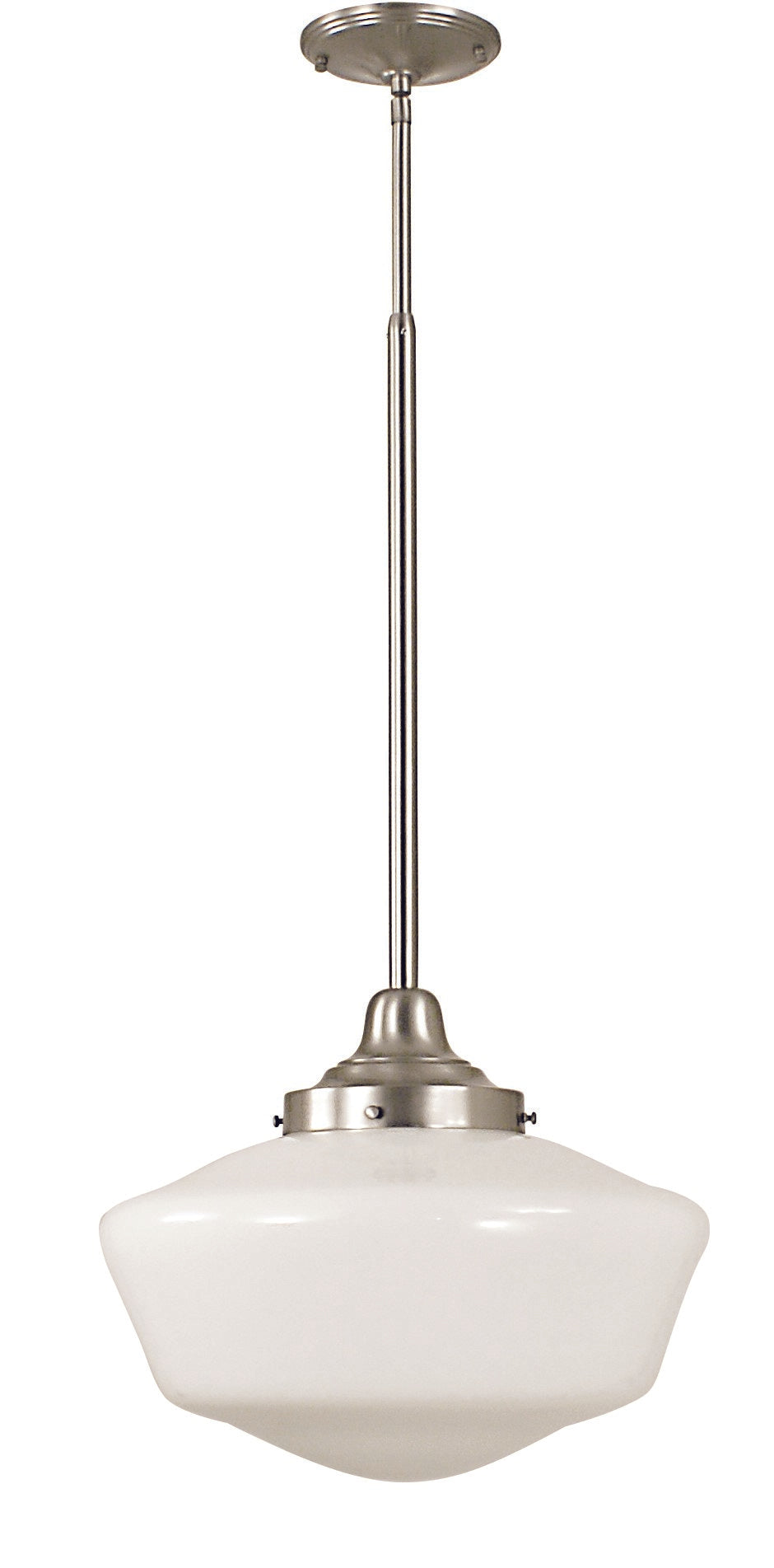 Framburg 1-light Classic Schoolhouse Adjustable Pendant Light – Timeless Design Made In The Usa For Any Space Brushed Nickel Metal 2559 Bn