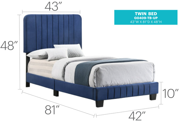 English Elm Contemporary Velvet Full Bed with Durable Frame, Lively Finish and Modern Lines for Stylish Bedrooms Navy Blue 28.5 L x 44.5 W x 5 H B078107893