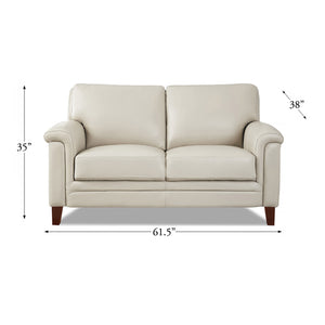 English Elm Westcott Leather Loveseat with Top-Grain Leather, Goose Down Comfort, Pocketed Coils, Durable Frame Beige B2705P211454