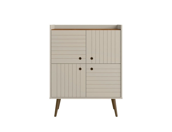 Manhattan Comfort Bogart Mid-Century Modern Accent Cabinet Off-White 255BMC10