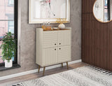 Manhattan Comfort Bogart Mid-Century Modern Accent Cabinet Off-White 255BMC10