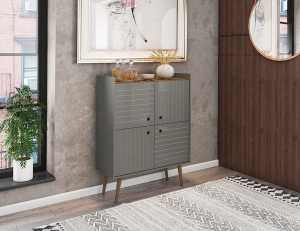 Manhattan Comfort Bogart Mid-Century Modern Accent Cabinet Grey 255BMC50