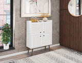 Manhattan Comfort Bogart Mid-Century Modern Accent Cabinet White 255BMC6