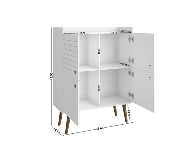 Manhattan Comfort Bogart Mid-Century Modern Accent Cabinet White 255BMC6