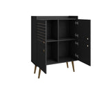 Manhattan Comfort Bogart Mid-Century Modern Accent Cabinet Black 255BMC8