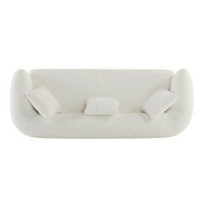 English Elm Round Arm Curved Sofa Plush Upholstered Mid-century Living Room Lounge Seating Beige N771P270523M