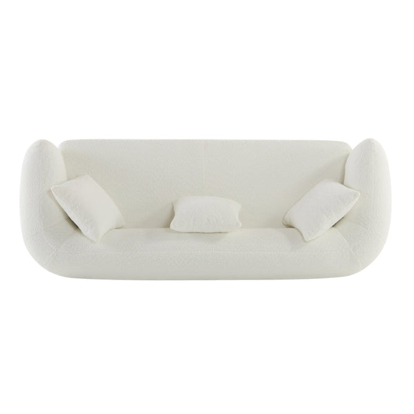 English Elm Round Arm Curved Sofa Plush Upholstered Mid-century Living Room Lounge Seating Beige N771P270523M