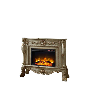 English Elm Dresden Ornate Gold Patina Fireplace with Floral Moldings, Claw Feet, Remote, Touch Panel Timer B2726P280182