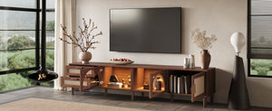 English Elm Rattan Door Media Console with Pine Legs Modern Farmhouse Tv Stand for Large Living Rooms N710P365042P