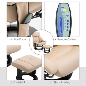 English Elm Homcom Massage Recliner Chair With Ottoman, 10-Point Vibration, 360° Swivel, Pu Leather Comfort W2225P217945