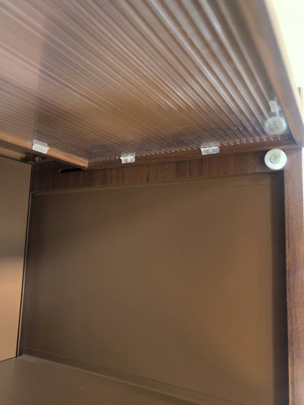 English Elm 57'' Tall Metal 4 Flip Doors Cabinet Walnut - Durable Steel, Space-Saving 4-Tier Storage for Home & Office W3387P363520