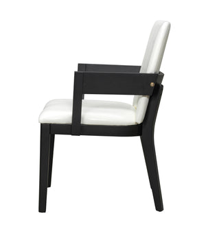 English Elm Modern Ergonomic PU Leather Dining Chair Set of 2 with High-Density Foam, Lumbar Support, Sleek Wood Frame and Compact Profile for Dining or Home Office Comfort Black White N842P299017B