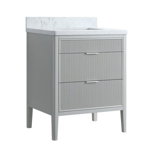 English Elm Fully Assembled 30'' Grey Freestanding Bathroom Vanity With Marble Top & Dual Handle Sets - Ready To Use! W1826P308972