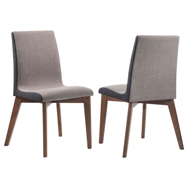 English Elm 2pc Modern Upholstered Dining Side Chairs with Curved Back, Foam Cushion Comfort, Wood Legs Finish Brown,Gray 28.15 L x 26.97 W x 18.9 H B011P363270