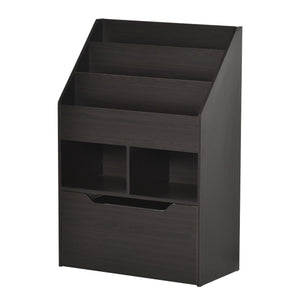 English Elm HOMCOM Kids Bookcase with Drawer & Anti-Tip Design, 3-Tier Shelf Organizer for Toys & Books Brown W2225P217319