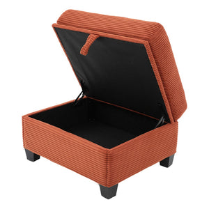 English Elm United Corduroy L-Shaped 4-Seater Sofa With Usb, Cup Holders & Storage Ottoman - Perfect For Apartments! W1568S00225-GIGA