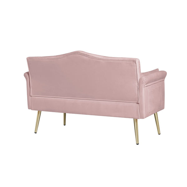 English Elm Pink Velvet Tufted Loveseat with Metal Legs for Bedroom or Apartment Living W3985P481338