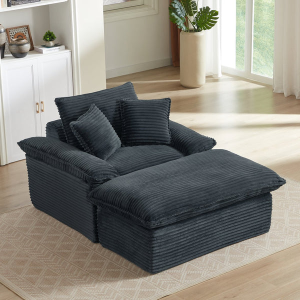 English Elm 51.97 modern cushioned compression single seat sofa with oversized footrest deep plush seating for comfort and support Dark Gray W3396P330953