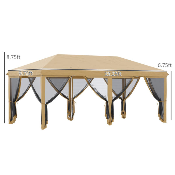 English Elm Outsunny 10' X 20' Heavy Duty Pop Up Canopy Tent With Mesh Sides - Instant Sun Shelter For Events And Parties W2225P174201-GIGA