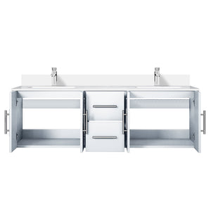 English Elm Glossy 60" Double Bath Vanity with White Quartz Top, Soft-Close Drawers, Chrome Faucet, Spacious Storage B2731P258685