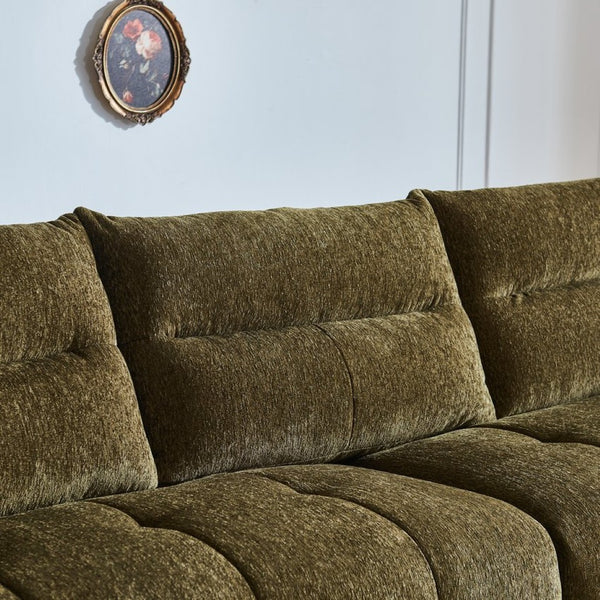 English Elm Premium Chenille High-back Sofa Solid Hardwood Frame Ergonomic Seat for Spacious Living Green W1765S00139