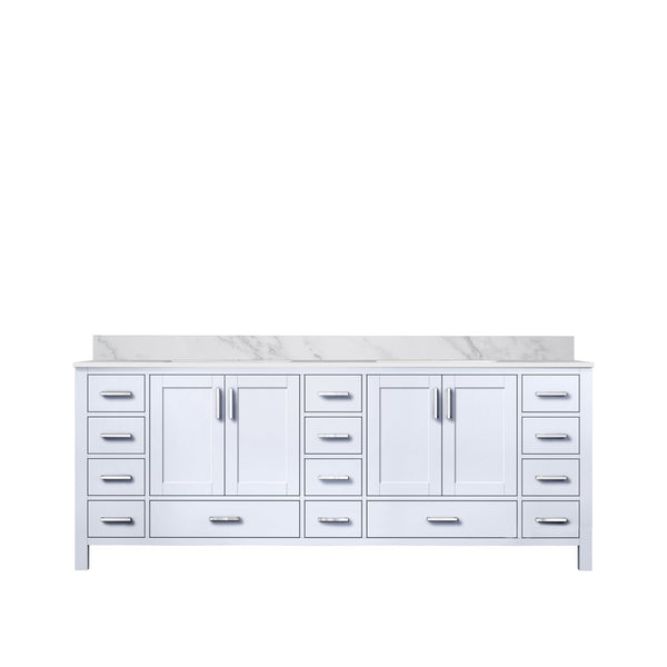 English Elm White Double Bath Vanity With Luxurious Carrara Marble Top - Elegant Storage & Soft-Close Design B2731P258965-GIGA