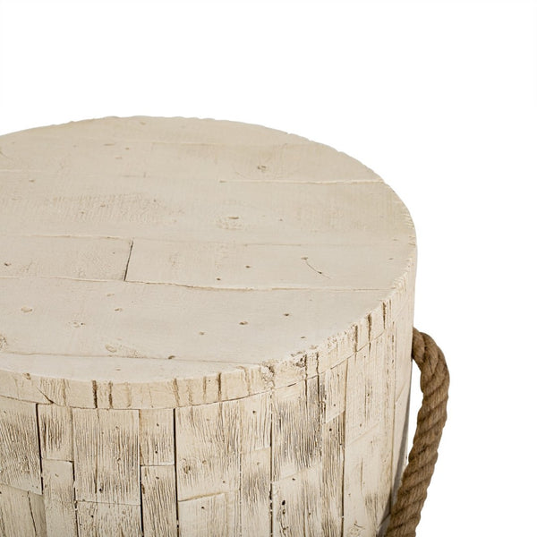 English Elm Outdoor Mgo Cylindrical Side Table Whitewashed Rustic Coastal Farmhouse Accent N765P382583W