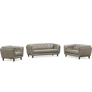English Elm Solana Gray Leather Loveseat with Pocket Coil Seats, Memory Foam & Feather Down Comfort, Durable Frame B2705P338092