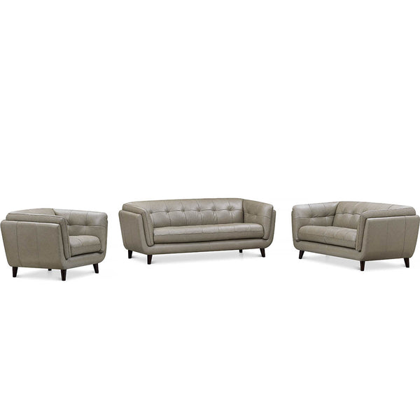 English Elm Solana Gray Leather Loveseat with Pocket Coil Seats, Memory Foam & Feather Down Comfort, Durable Frame B2705P338092